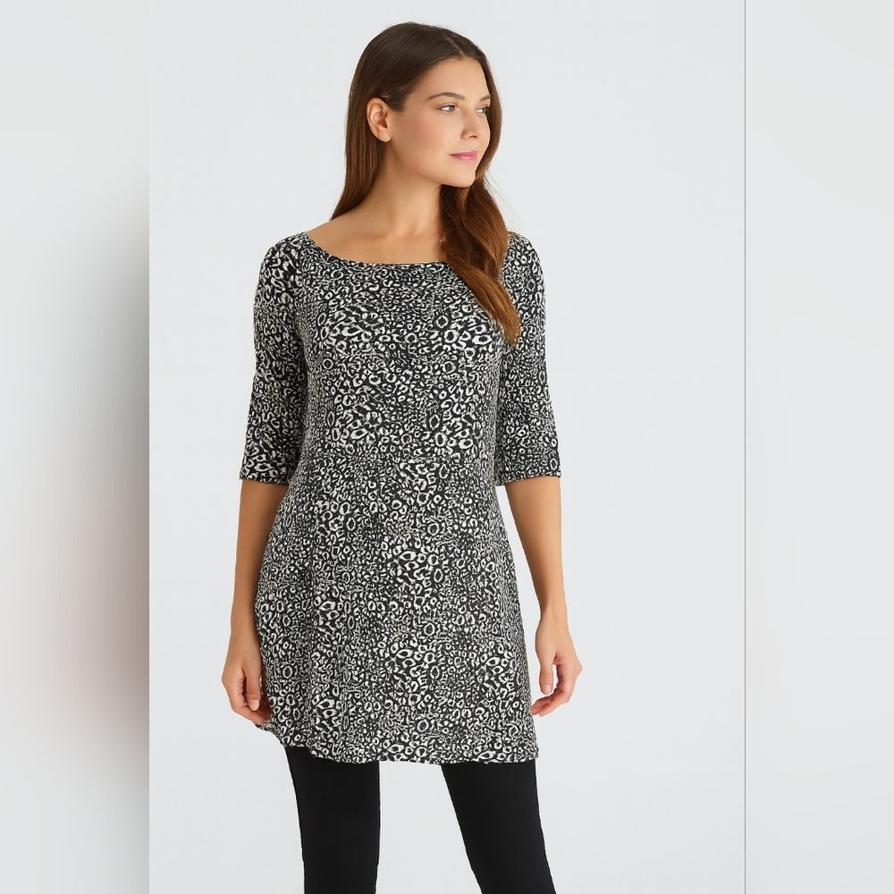Piphany Boutique Women's L Animal Print Babydoll Tunic/Mini Dress Stretch